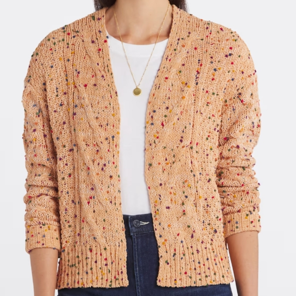 Les Serein Rudy Long Sleeve Speckled Knit Cardigan, Size XL